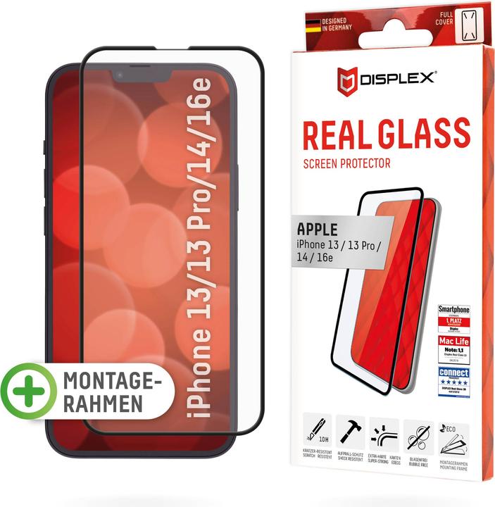 Displex Real Glass, Full Cover Panzerglas (1 Stück, Apple iPhone 13)