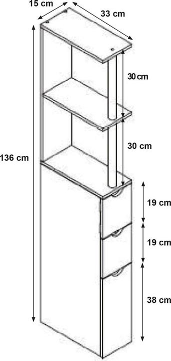 Image du produit HTI-Line Nischenregal (15 x 33 x 136 cm)