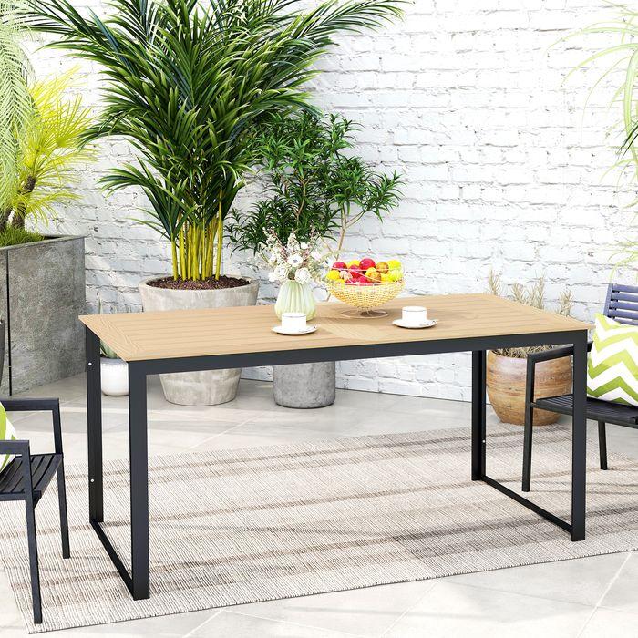 Immagine prodotto Swisshandel24 Gartentisch für 6 Personen 160x80 cm Holzoptik Lamellendesign, Teak (80 cm)