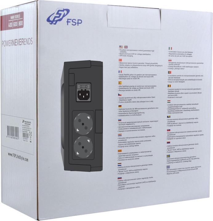 Actual product image Fortron Nano 800 (800 VA, 480 W, Standby UPS)
