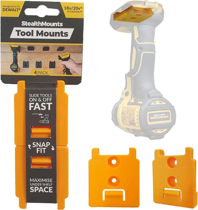 Produktbild StealthMounts TM-DW18-YLW-4 Werkzeugbefestigungen gelb für Dewalt XR (4 Stück)