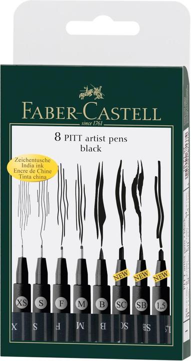 Faber-Castell Pitt Artist Pen (Schwarz, 8 x)