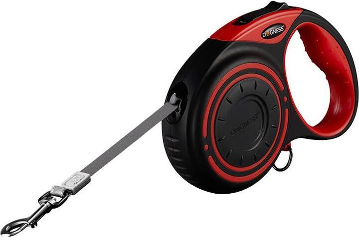 Actual product image Dogness automatic leash with flashlight and bag container (red) (Dog, General)