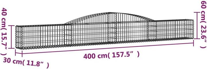 Actual product image VidaXL Gabionen mit Hochbogen 7 Stk. 400x30x40/60 cm Verzinktes Eisen