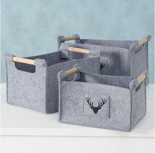 Produktbild Boltze Home Aufbewahrungskorb Karly 3er Set, Grau (3 x, 50 x 35 x 31.5 cm)