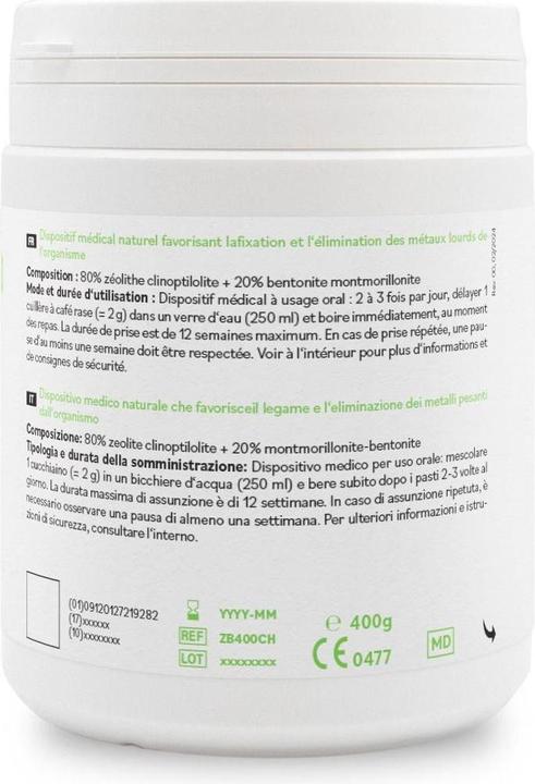 Valori nutrizionali e ingredienti ZeoBent MED Minerali Vulcanici Detox in Polvere 400 g (1 Pezzo/i, 400 g)