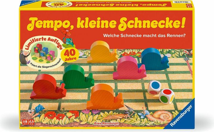 Produktbild Ravensburger Kinderspiel 23034 - Tempo kleine Schnecke 40 Jahre Jubiläum, beliebtes Schneckenrennen (Deutsch)