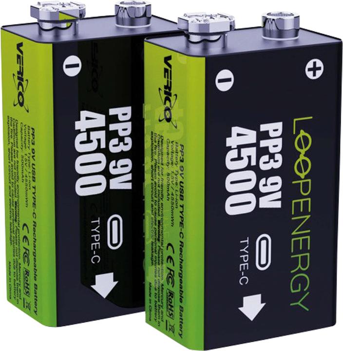 Actual product image Verico Loop Energy (2 pcs., 9V Block, 500 mAh)