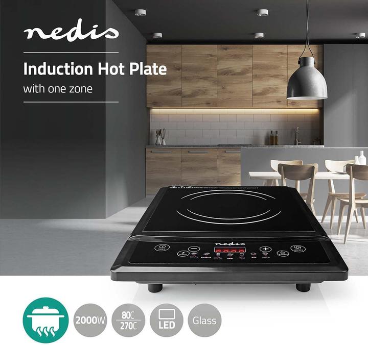 Actual product image Nedis KAIP113CBK1 - Indukční Vařič | 2 000 W | Ochrana proti přehřátí | Černá | Časovač | Funkce Tu