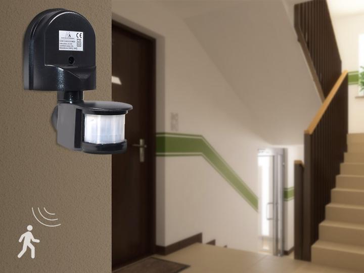 Produktbild Maclean Ścienny czujnik ruchu i zmierzchu 180° max. 1200W czarny MCE25 B (12 m)