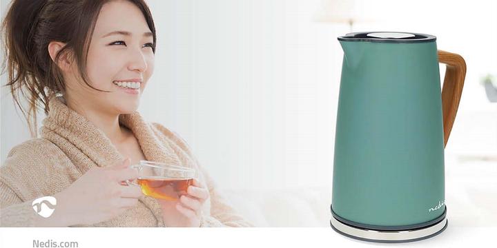 Produktbild Nedis Wasserkocher | 1.7 l | Soft-Touch | Grün | Um 360 Grad drehbar | Verdecktes Heizelement | Stri (1.70 l)