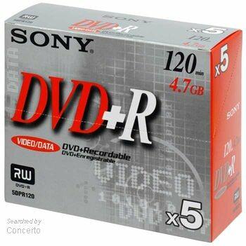 Immagine prodotto Sony Confezione da 5 DVD+R da 4,7 GB, custodia gioiello (5 x)