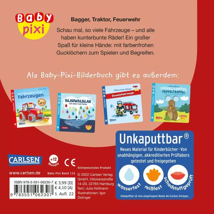 Image du produit Baby Pixi (unkaputtbar) 115: Bagger, Traktor, Feuerwehr (Allemand)