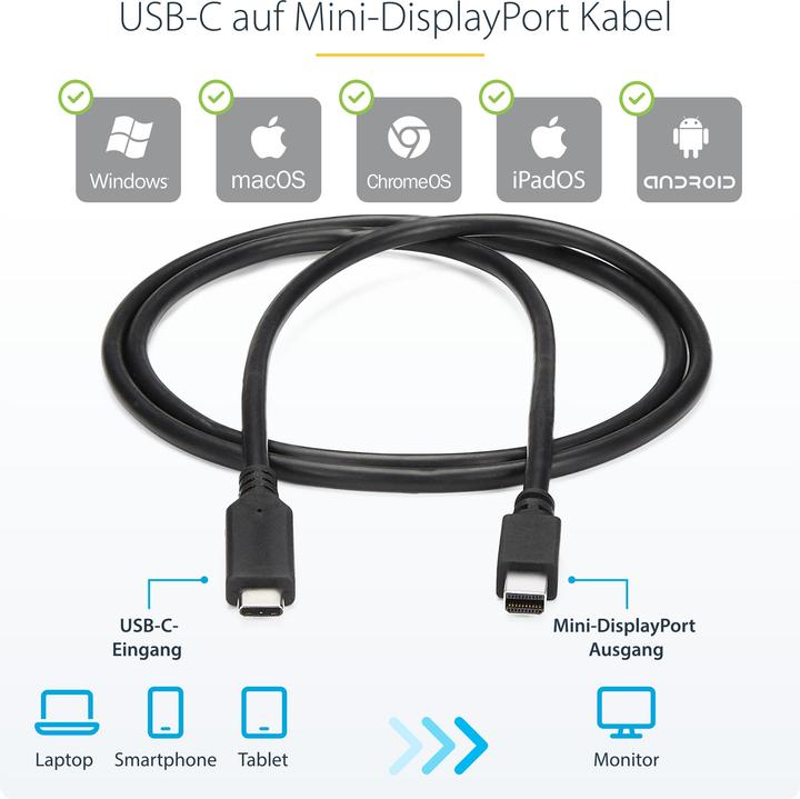 Produktbild StarTech USB Typ C — Mini DisplayPort (1.80 m, DisplayPort)
