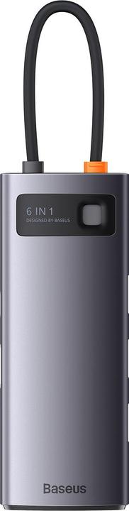 Image du produit Baseus Metal Gleam Series 6-in-1 Multifunctional Type-C HUB Docking Station Gray Type-C to HDMI*1+USB3.0*3 (USB-C, 6 Ports)