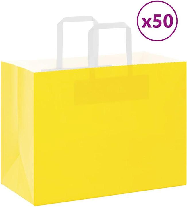 Produktbild VidaXL Kraftpapiertüten 50 Stk. mit Henkel Gelb 32x17x25 cm Papiertüte (Geschenktüte, 50 x)