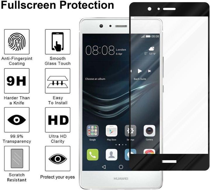 Actual product image Cadorabo Fullcover Display Protection Glass for Huawei P10 LITE Retail Packaging (1 Piece, Huawei P10 Lite)
