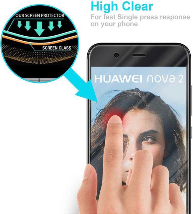 Actual product image Cadorabo Display protection glass for Huawei NOVA 2 (1 Piece, Nova 2)