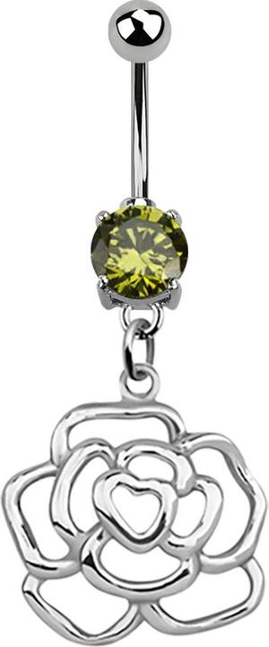 Produktbild Star Piercing Banane silber mit Anhänger Rose olive (ohne Messing, 925 Sterlingsilber, Chirurgenstahl 316L)