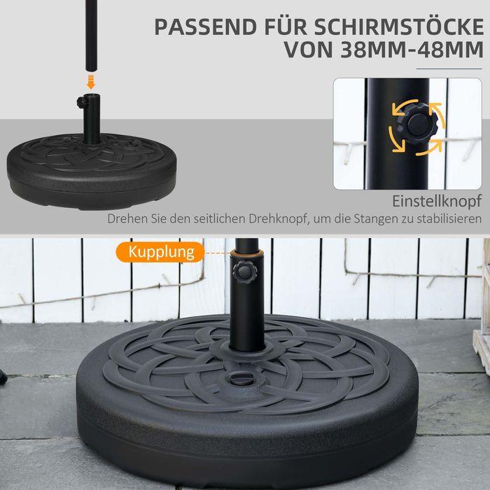 Produktbild Swisshandel24 Sonnenschirmständer bis 35 kg befüllbar rund, Ø38/48 mm, Schwarz