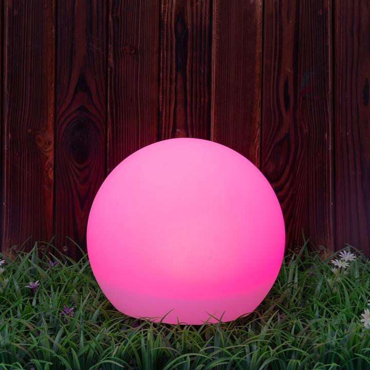 Actual product image Casativo 2er-Set LED-Leuchtkugel mit Fernbedienung, solarbetrieben, RGBW, 60 Lu, IP67, Ø 20 cm (60 lm, IP67)