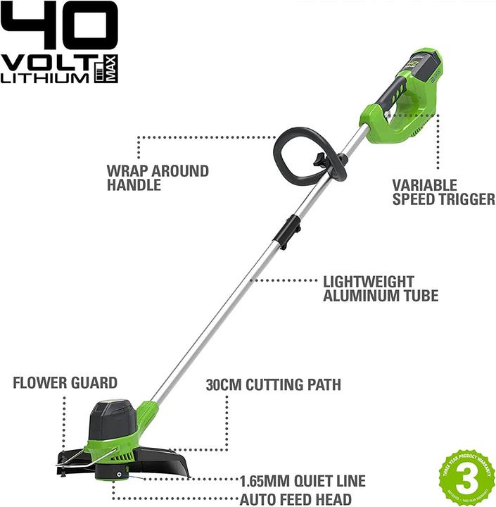 Immagine prodotto Greenworks Tosaerba da 40V con batteria da 2Ah e caricabatterie (G40LTK2). (Filo di taglio)
