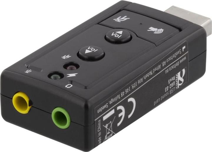 Image du produit Deltaco UAC-03 - 2.0 canaux - USB - 3,5 mm - boutons - noir - Windows 7,Windows Vista (USB)