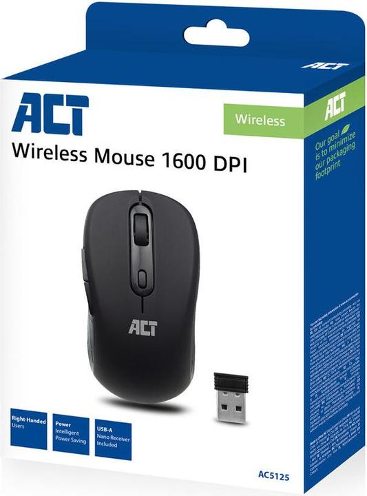 Immagine prodotto Mouse senza fili, ricevitore nano USB, 1600 dpi, nero (Senza fili)