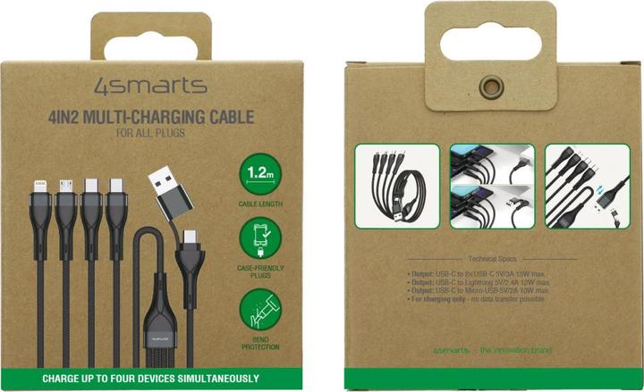 Productafbeelding 4smarts Multi oplaadkabel 4in2 (1.20 m, USB 2.0)