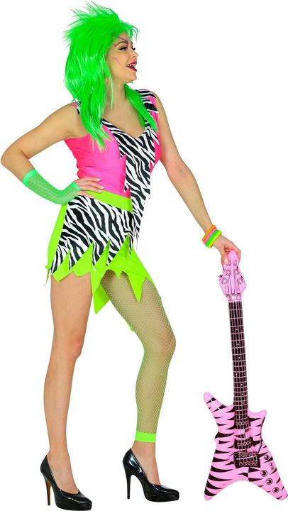 Actual product image Widmann 80s neon dress with fingerless fishnet gloves (M)