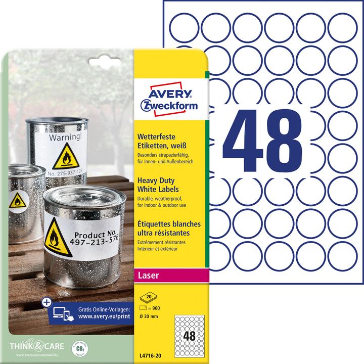 Actual product image Avery Weatherproof labels