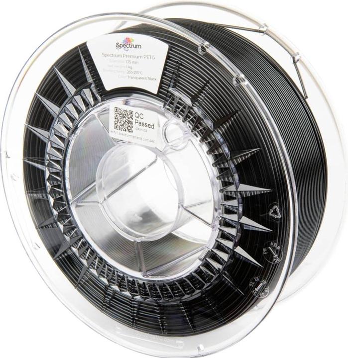 Actual product image Filament PETG transparent black 1.0kg 1.75mm (PETG, 1.75 mm, 1000 g, Transparent, Black)