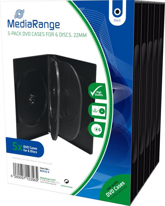 Produktbild MediaRange DVD Ersatzhüllen, für 6 DVD-Medien, 5 Stück