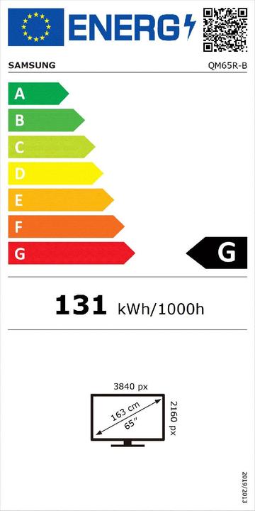 Energie-Label Samsung Smart Signage QM65R-B 65" Edge LED BLU (3840 x 2160 Pixel, 65")