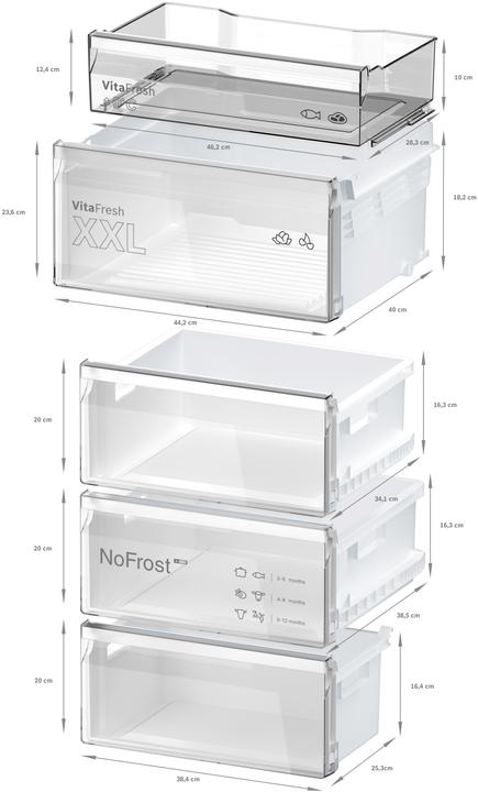 Actual product image Bosch Hausgeräte Series 4, Freestanding fridge-freezer combination with freezer section below, 203 x 60 cm (363 l)