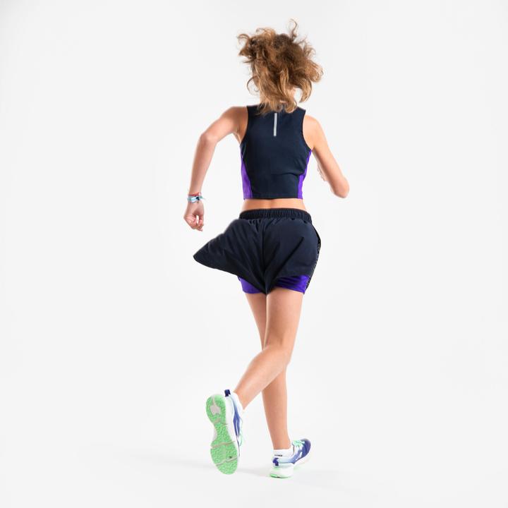 Image du produit Kiprun Débardeur Crop top running respirant Fille -KIPRUN Bleu foncé-violet (14, 15, 16)