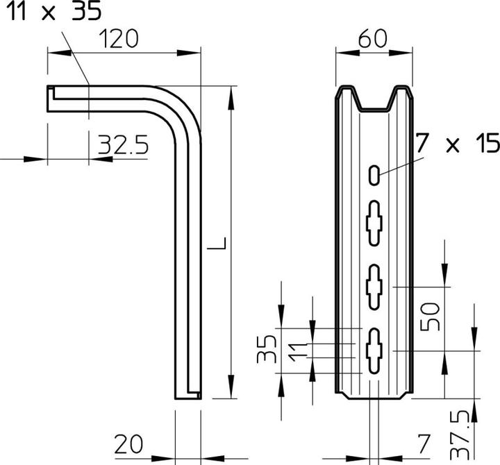 Actual product image OBO Bettermann OBO TPS 545 FT TP suspension rod 545mm St FT