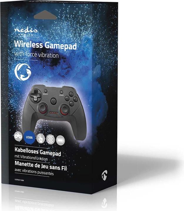 Actual product image Nedis Gamepad | Wireless | Battery-powered | PC | Number of buttons: 11 | Cable length: 1.00 m | Black (PC)