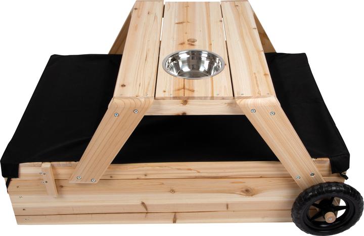 Actual product image small foot Sandpit with seating area and mud table