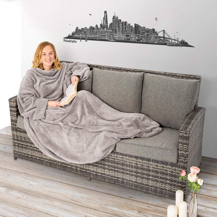 Produktbild tectake 2x Kuscheldecke mit Ärmeln (180 x 150 cm)