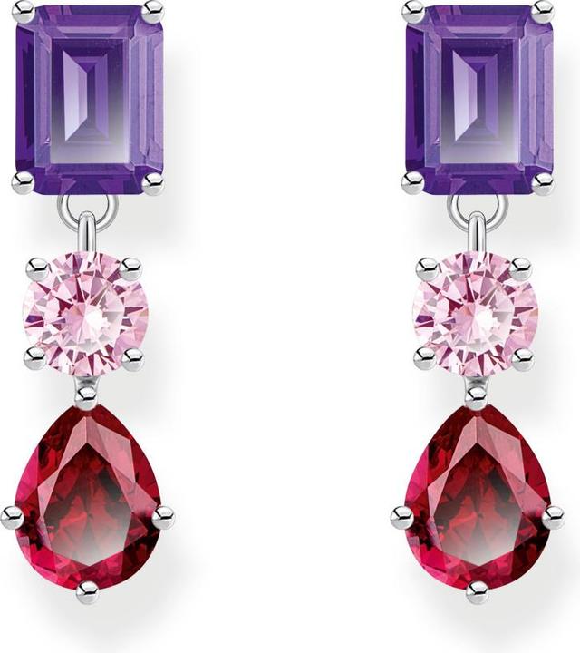 Produktbild Thomas Sabo Ohrring mit Steinen in Rot, Rosa und Violett (Silber)
