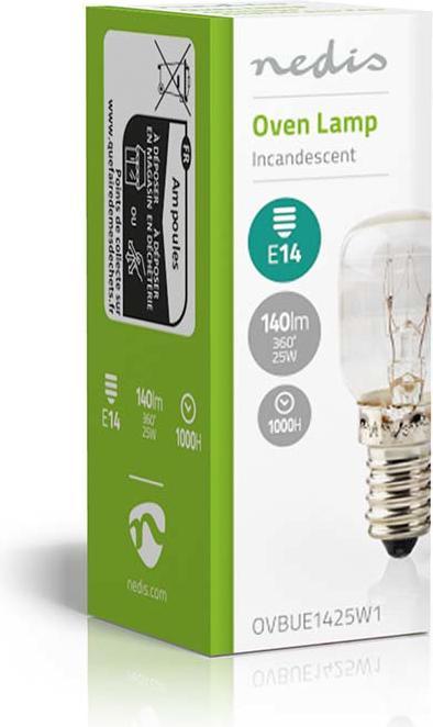 Image du produit Nedis Ampoule pour le four | 25 W | E14 | Incandescente | Classe énergétique : E | T25 (E14, 25 W, 140 lm, 1 x, G)