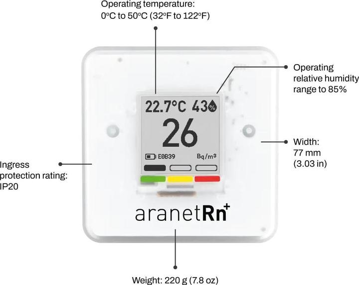 Actual product image Aranet Radon PLUS HOME Sensor, Bluetooth