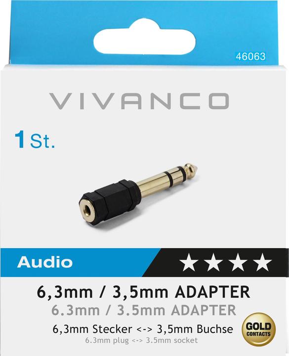 Actual product image Vivanco Audio adapter (Jack adapter)