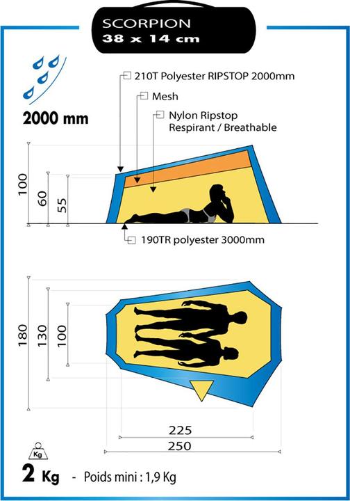 Actual product image Wilsa Scorpion II" tent (Tunnel tent, 2 kg, 2 persons)