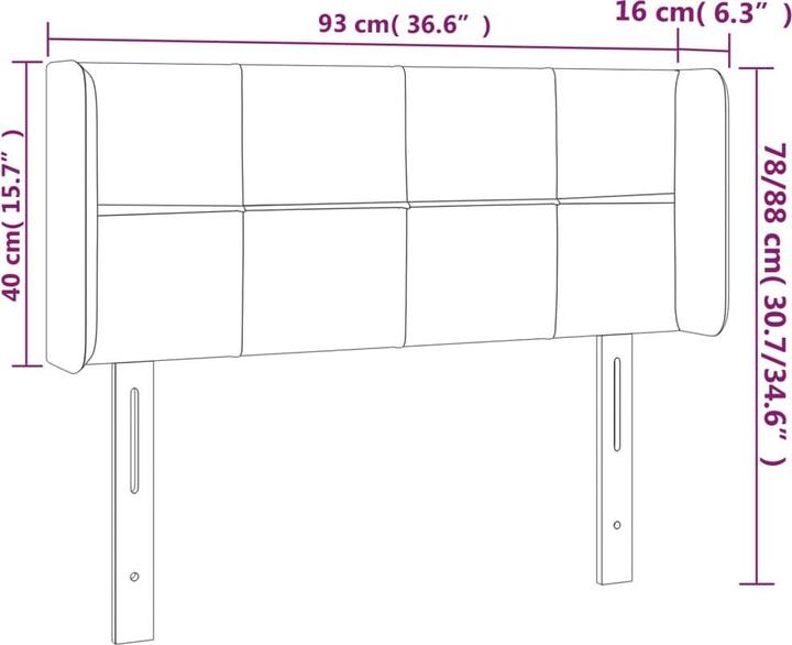 Produktbild VidaXL Kopfteil mit Ohren Schwarz 103x16x118/128 cm Samt,Farbe (103 x 16 x 128 cm)