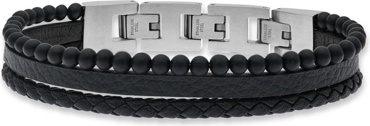 Produktbild Save Brave Armband SBB-TYLER-BK Herren (18.50 cm, Edelstahl, Leder, Stein)