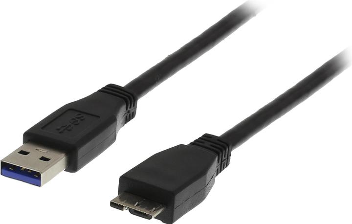 Actual product image Deltaco USB 3.0 cable, type A hane - type Micro B hane, 0.5m, svart (0.50 m, USB 3.2 Gen 1)