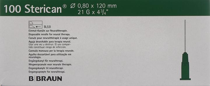 Actual product image B.Braun Needle 21G 0.80 x 120mm green Luer, 100 pieces