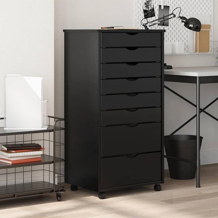 Image du produit VidaXL Rollschrank mit Schubladen MOSS Schwarz Massivholz Kiefer